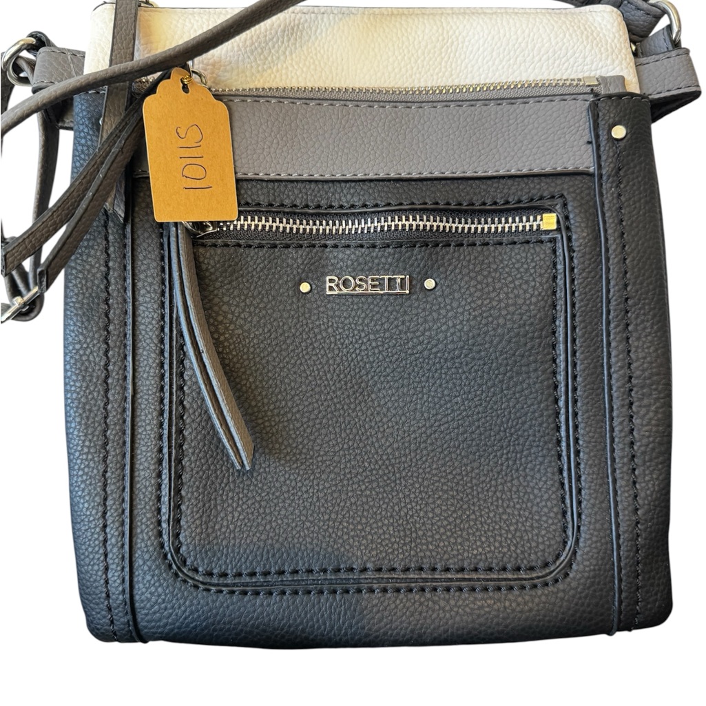 Rosetti Black, Gray, And Cream Crossbody Bag